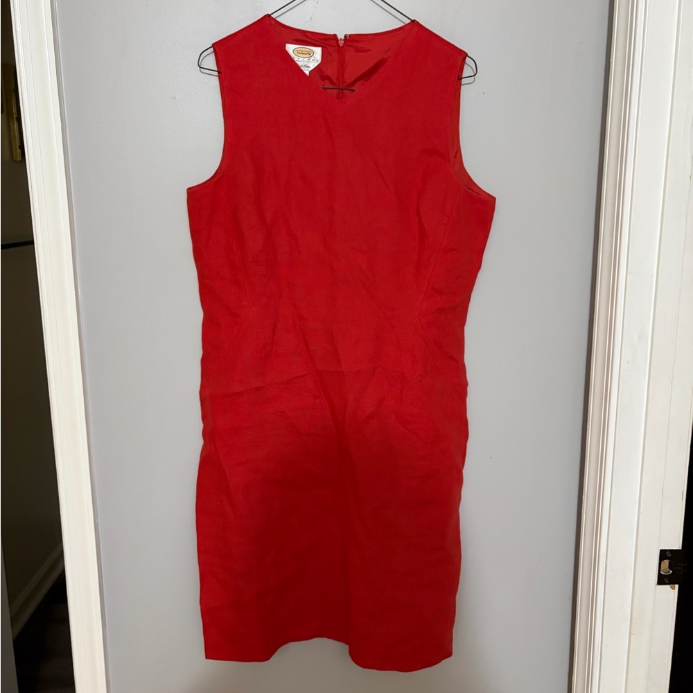 Vintage Talbots Petites Irish Linen Red Dress size 12P
